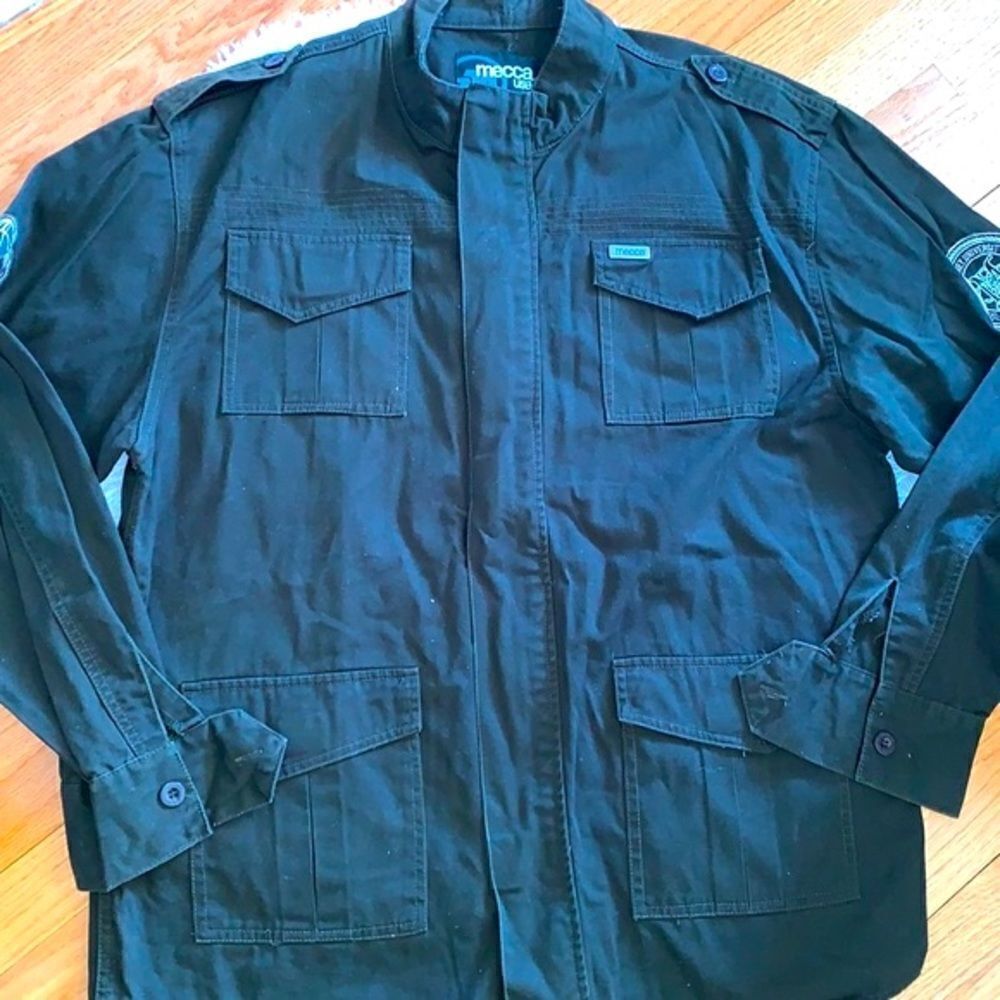 Mecca USA | Men’s Army Green Multi Pocket Patch Full Zip Utility Jacket XL
